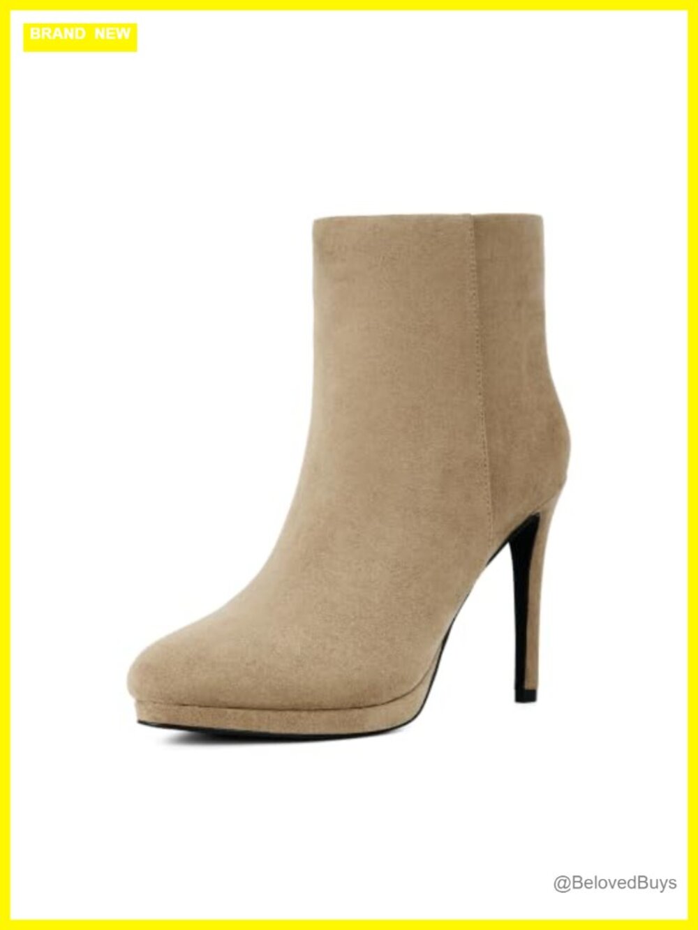 Women's Ankle Boots Faux Suede Stiletto Platform Booties Zip